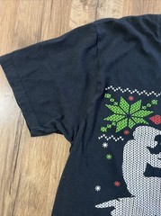 Christmas Moto T-shirt Shirt Top Size S Short Sleeves Black Screen Print Biker