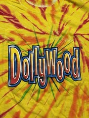 Vintage Dollywood Shirt Theme Park Medium Orange Tie Dye Souvenir Graphic Tee