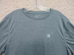 Champion Shirt Medium Adult Blue Lightweight Stretch Logo Performance Gym Mens M