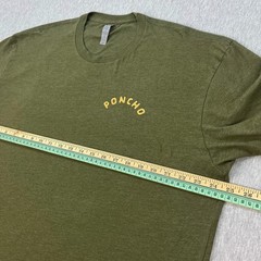 Poncho Outdoors T-Shirt Mens 2XL Heather Olive Green Bobcat Snake Logo Tee