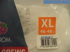 Qty= (1 pack of 5) Fruit of the Loom: Men’s XL White Crew Cut T-Shirts