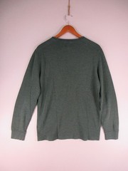 J.CREW Thermal Shirt Mens L Green Waffle Knit Crewneck Long Sleeve Casual Top