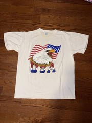 Vintage 80s Brother USA Eagle Flat Art T Shirt Mens L White America Patriots 90s