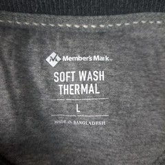 Members Mark Thermal Top Waffle Knit Mens L Black Heather Soft Wash Outdoor