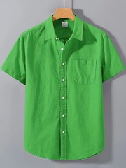 Fashionable High-Quality 100% Pure Cotton Solid Color Simple Men’s Short-Sleeve