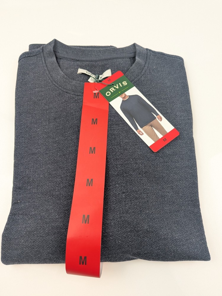 Orvis Long Sleeve Crew Sweatshirt Men’s Size M Blue Casual Pullover NWT