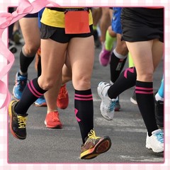 12 Pair Breast Cancer Awareness Socks Women Pink Ribbon Football Socks Bulk