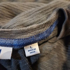 ROWN Charcoal Gray Textured Cotton Crewneck Long Sleeve Shirt Large