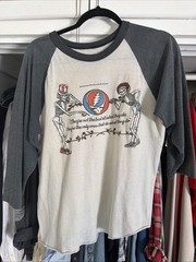 Vintage 1980 Grateful Dead Warfield Theatre Music Band Graphic Raglan Jersey M