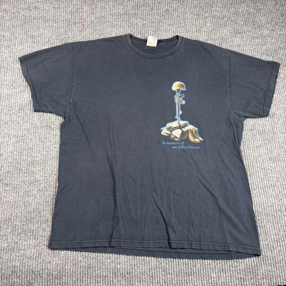 Fruit of the Loom Shirt Mens XL Heavy Cotton Fallen Heroes Military Graphic
