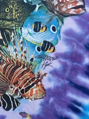 Vintage Liquid Blue Aquatic Oceanlife Tie Dye Shirt XL 2000 Y2K