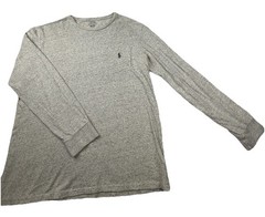 POLO RALPH LAUREN CREW T-SHIRT L GRAY LONG SLEEVE POCKET Embroidered PONY Logo