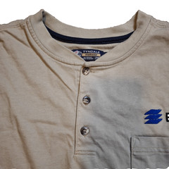 Tyndale Henley Shirt Mens Large Beige Flame Resistant FR CAT 2 Workwear USA