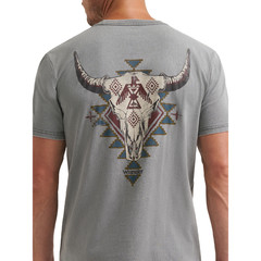 Wrangler Men’s Grey Heather Western Skull Graphic T-Shirt 112372848
