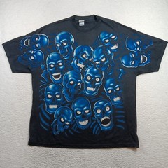 Vintage Liquid Blue Shirt Mens 3XL Black Blue Skull Pile Juicy J AOP Y2K 2001