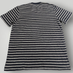 Foot Locker Triblend Mens L Blue Gray Striped V Neck T Shirt