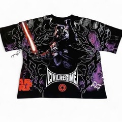 Men’s Size Medium Oversized Civil Regime,Darth Vader Black T-Shirt