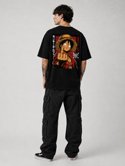 Anime Oversized T Shirt Japanese Streetwear Luffy Graphic Tee Unisex Cotton Top