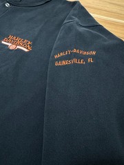 Vintage 90s Harley Davidson Henley Shirt XL Black Gainesville FL Single Stitch