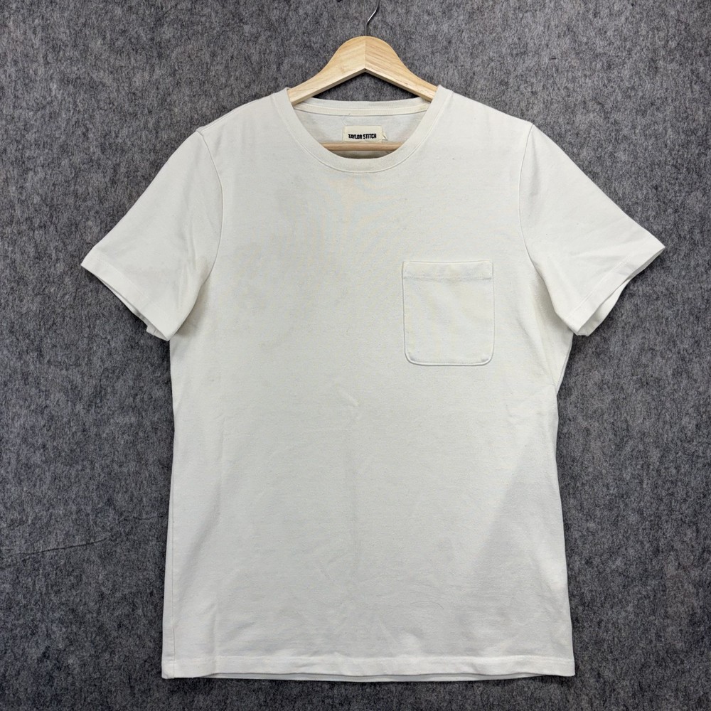 Taylor Stitch T-Shirt Men’s Small White Chest Pocket Short Sleeve Slub Cotton