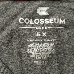 COLOSSEUM Grey T Shirt Mens Adult 5XL 5 Extra Large Maxi Tee Plus Size Soft