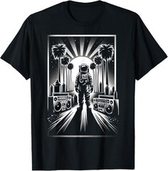 Black & White Palm Astronaut Men Women XS – 6XL Graphic T-Shirt