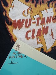 Wu-Tang Clan Flames Logo Mens Classic Hip Hop Music Band Large Black Cotton sz L