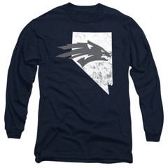 Nevada Adult Long Sleeve T-Shirt Wolf Pack State Shape, Navy, S-3XL