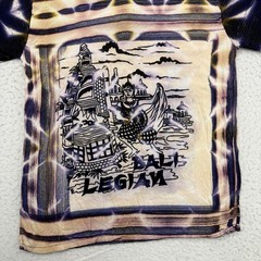 Legian Bali Shirt Mens Large L Purple Tie Dye Batik Abstract Henley Short Sleeve