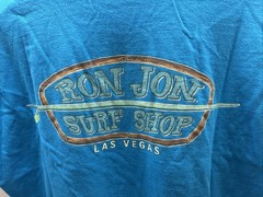 Size LARGE Men’s Ron Jon Surf Shop Las Vegas Teal Blue Graphics Surfboards