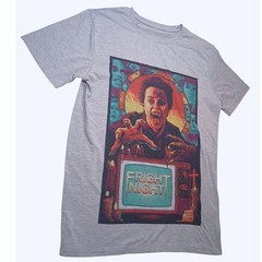 Fright Night 1985 Horror Movie Graphic T-Shirt Mens Medium Gray Short Sleeve Tee