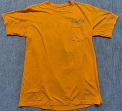 Salt Life men’s orange fishing graphic t-shirt LG crew neck 100% Cotton pocket