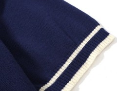 Men’s Navy Knit Tee with White Stripes – 1970s Mod Vintage Style