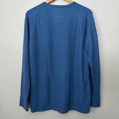 Mack Weldon Shirt Men XL Blue Waffle Knit Thermal Wool Blend Long Sleeve Stretch