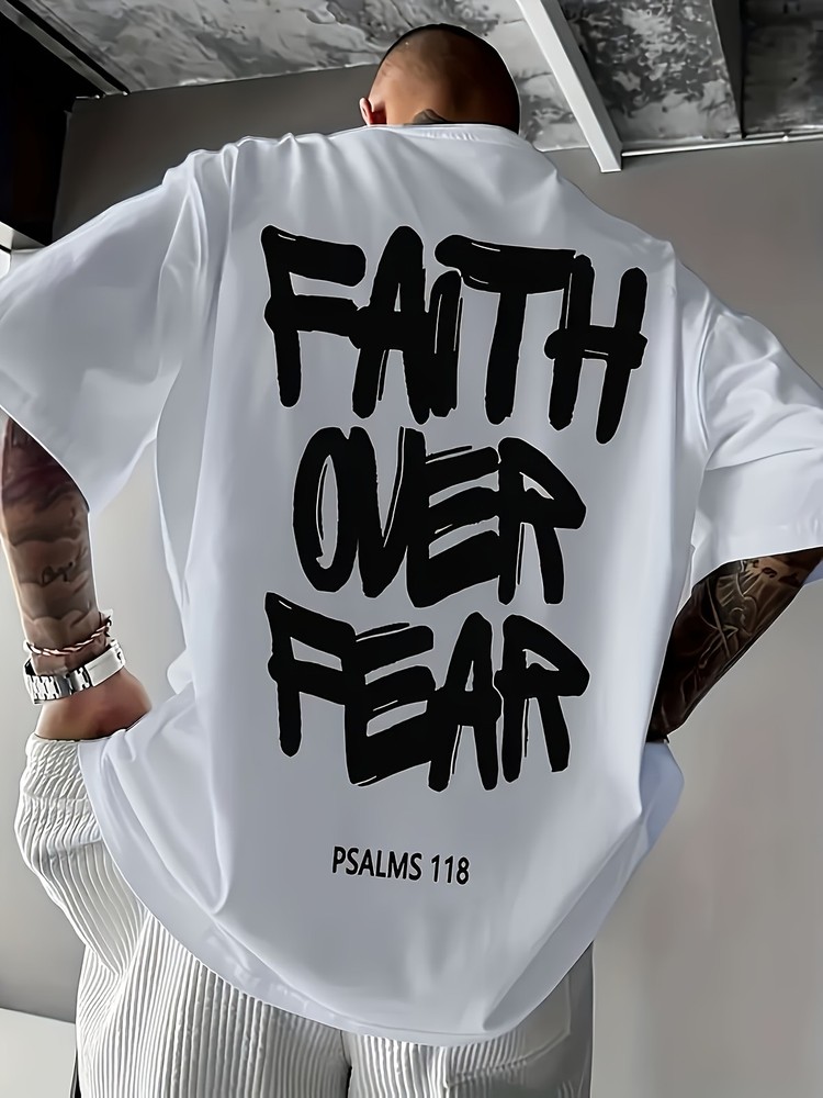 Faith Over Fear T-Shirt | Bold Hand-Painted Scripture Streetwear Tee
