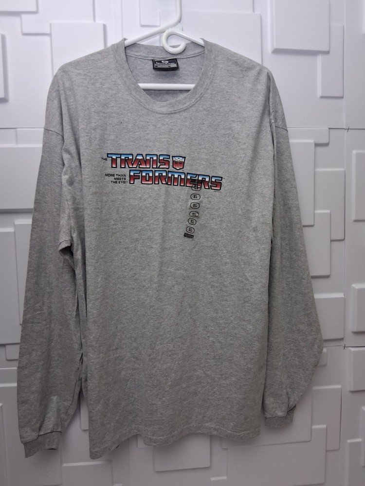 Y2K 2007 The Transformers Movie Promo Spellout Graphic Long Sleve Shirt Gray XL