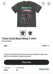 Cactus Jack Travis Scott Men’s Grey M Crew Neck FORTNITE EVENT GRAPHIC TEE