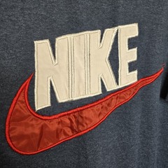 VTG 90s Nike Center Swoosh TShirt XXXL Blue Big Logo Satin Spellout White Tag 3X