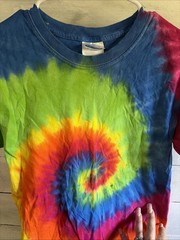 Brightly Colored Tie-Dye T-Shirt Size Adult S(34-36) Hanes 100% Shrunk Cotton