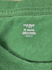 Holiday Time Team Nice Santa Graphic Print Green T-Shirt XL Crew Neck SS