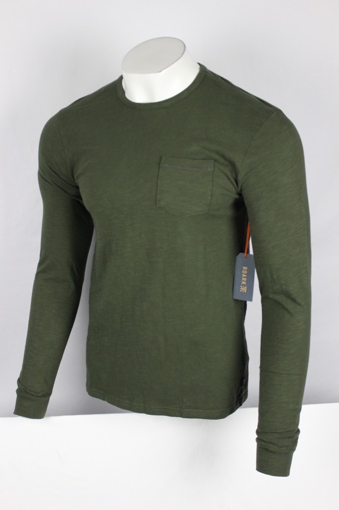 Roark Men’s Well Worn Midweight Pocket Tee Long Sleeve Shirt S Small Green