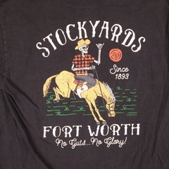 Stockyards Fort Worth Graphic T Shirt Men M Black Western Skeleton Cowboy Horse