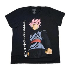 Mens Dragon Ball Goku Black Super Saiyan Rose T Shirt Black 2XL “Shrunk”