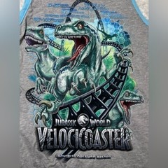 Jurassic World Universal Studios Velocicoaster Raptors Gray Tank Top Shirt – XS