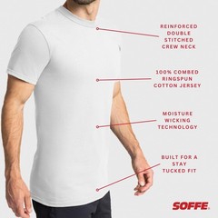 Soffe Mens 3 Pack 4.3 Oz Cotton Military Tee White X-Large 682M-3