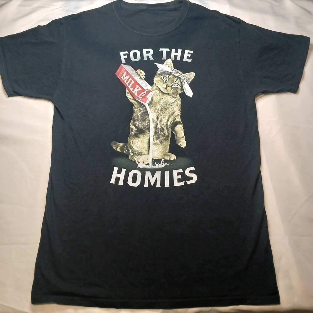 Cat tee shirt for the homies milk size small gothcore festival retro black