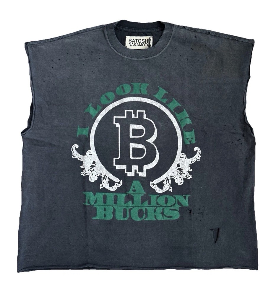 Satoshi Nakamoto – Million Bucks Cut-Off Tee Size: M