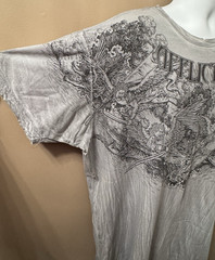 AFFLICTION Live Fast Y2K Gray & Black “Victory” T-Shirt Men’s Sz 3XL Distressed