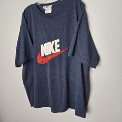 VTG 90s Nike Center Swoosh TShirt XXXL Blue Big Logo Satin Spellout White Tag 3X