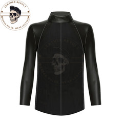 Men’s Black Lambskin Leather Fitted Shirt High Neck Slim Fit Motorcycle Style